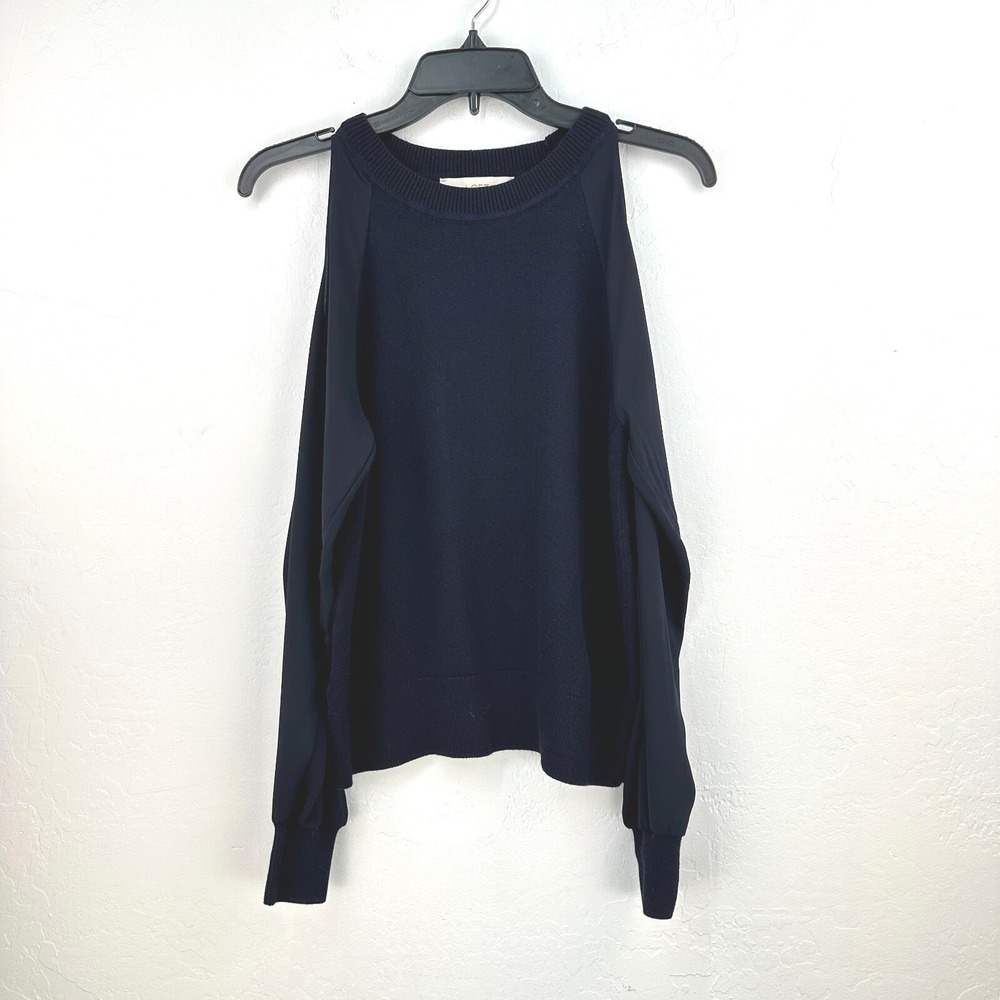 Loft Cold Shoulder Blouse Womens XS Blue Chiffon Sleeve Office Work Business